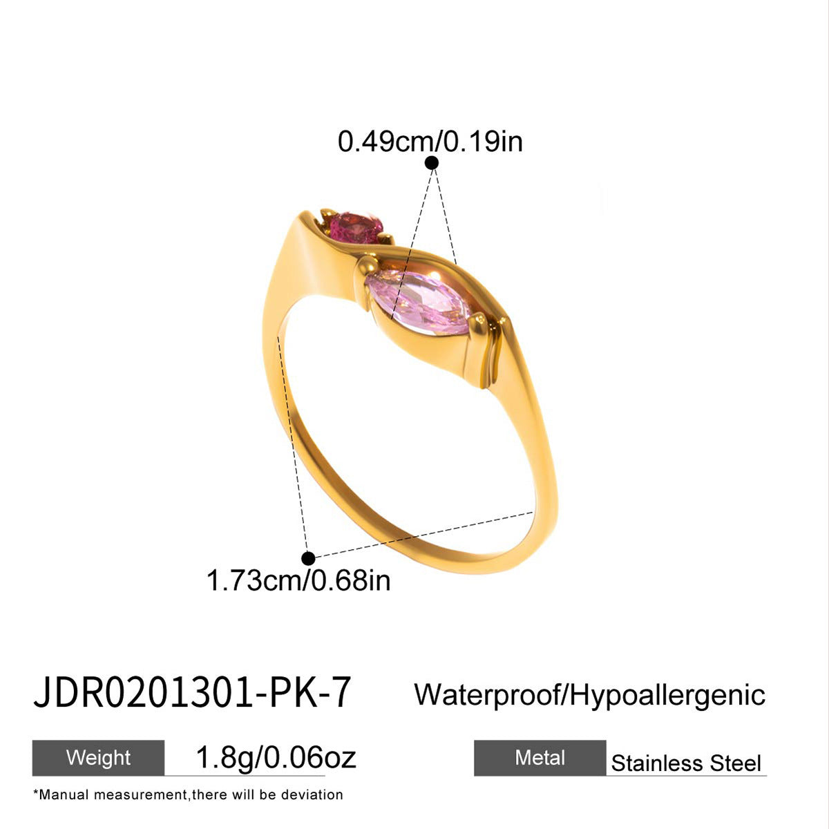 Gold Stainless Steel Electroplated Classic Style Female Inlaid Ring