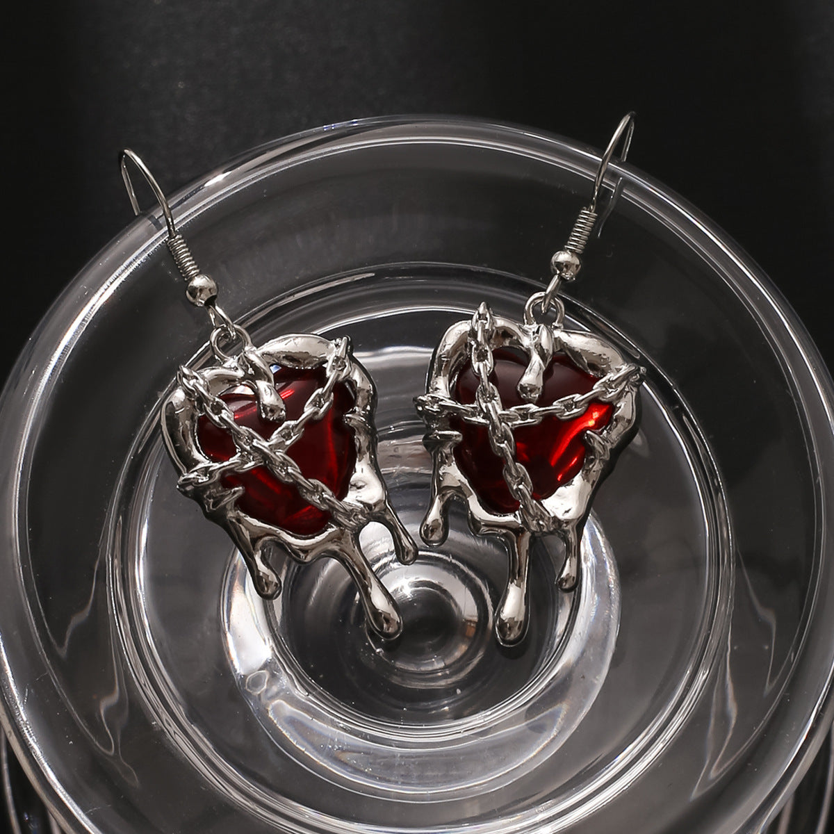Creative Abstinence Series Dark Style Lava Love Hip Hop Heart-shaped Earrings