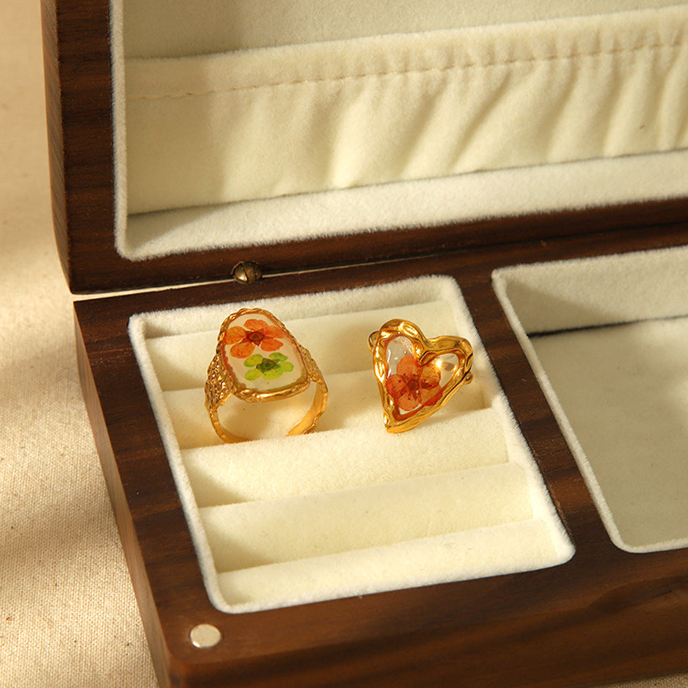 Flower Series Stainless Steel Adjustable Gold Ring