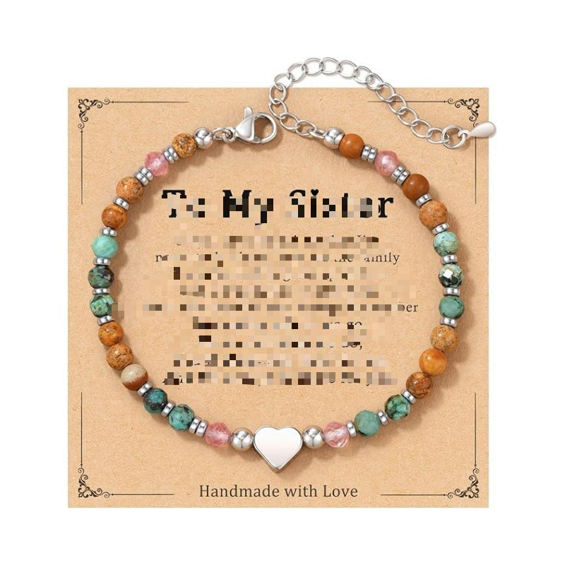 Women's Beaded Stainless Steel Cross Shelf Lobster Bracelet