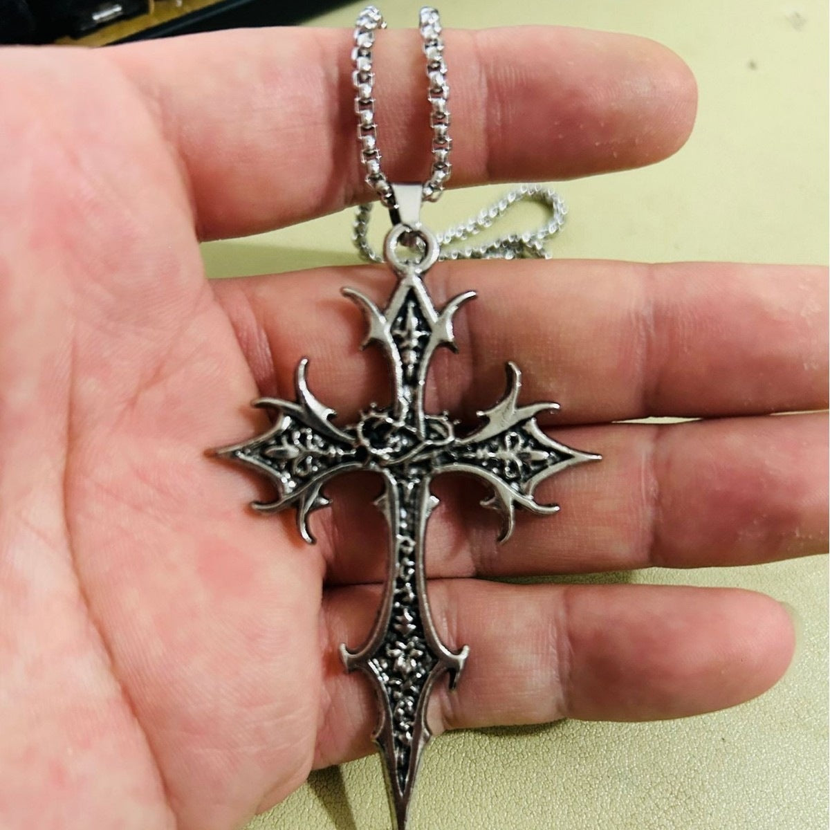 Women's & Men's Gothic Cross Alloy Ethnic Pattern Sweater Necklace