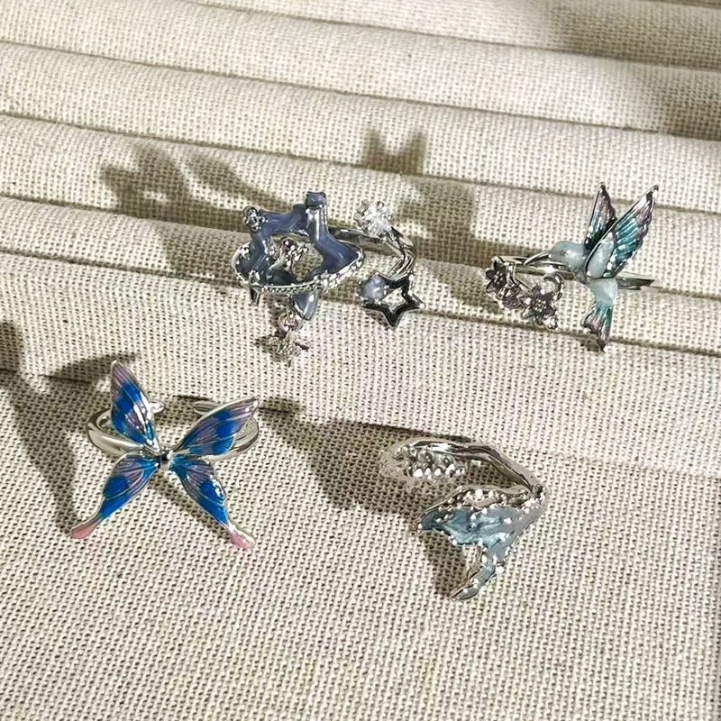 Hot Light Luxury Unique Design Blue Rings