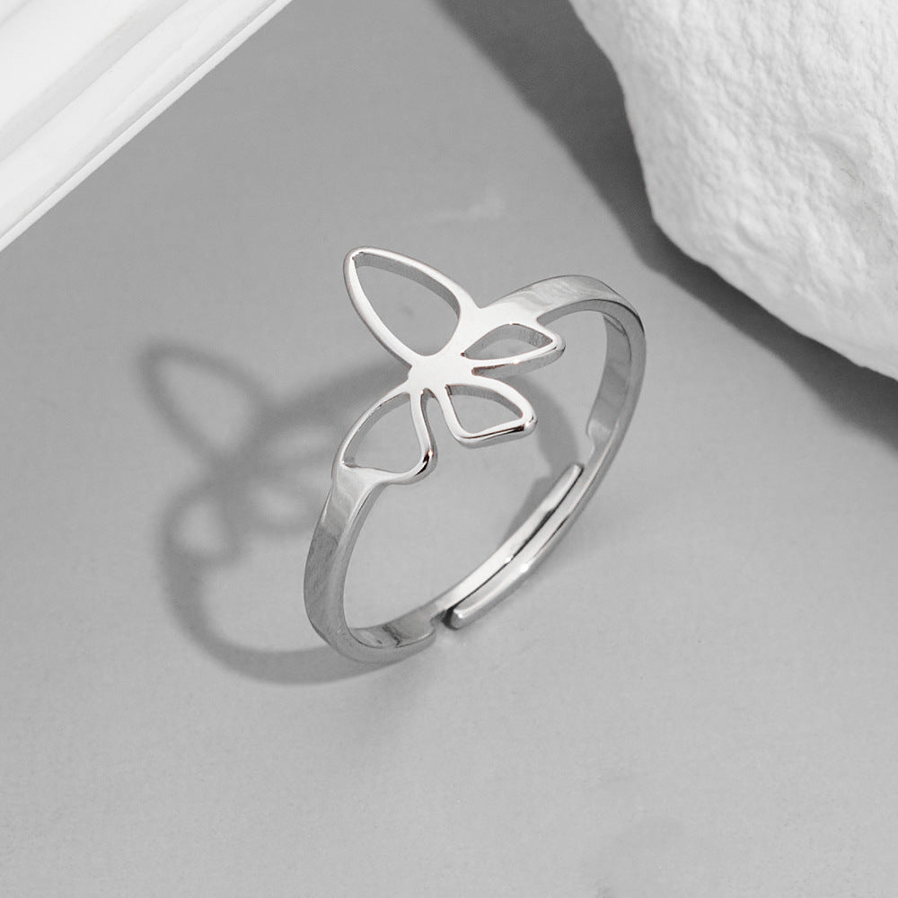 Fashion Couple Stainless Steel Spider Web Butterfly Bird Rings