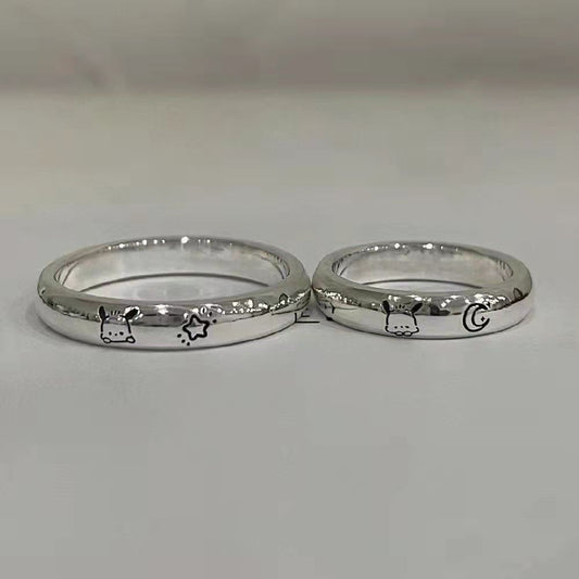 Dog Female Sweet Big Ear Couple Pair Girlfriend Rings