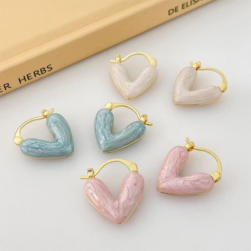 Love Heart Shape Female Design Unique Temperament Ear Earrings