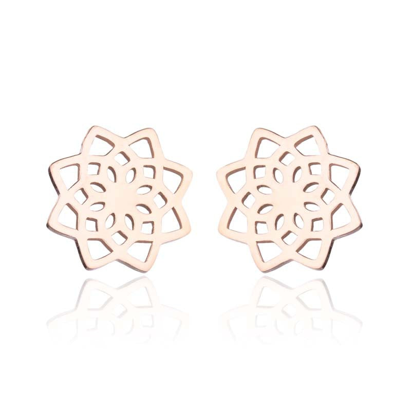 Lotus Ear Bone Hollow Origami Stainless Stud Earrings
