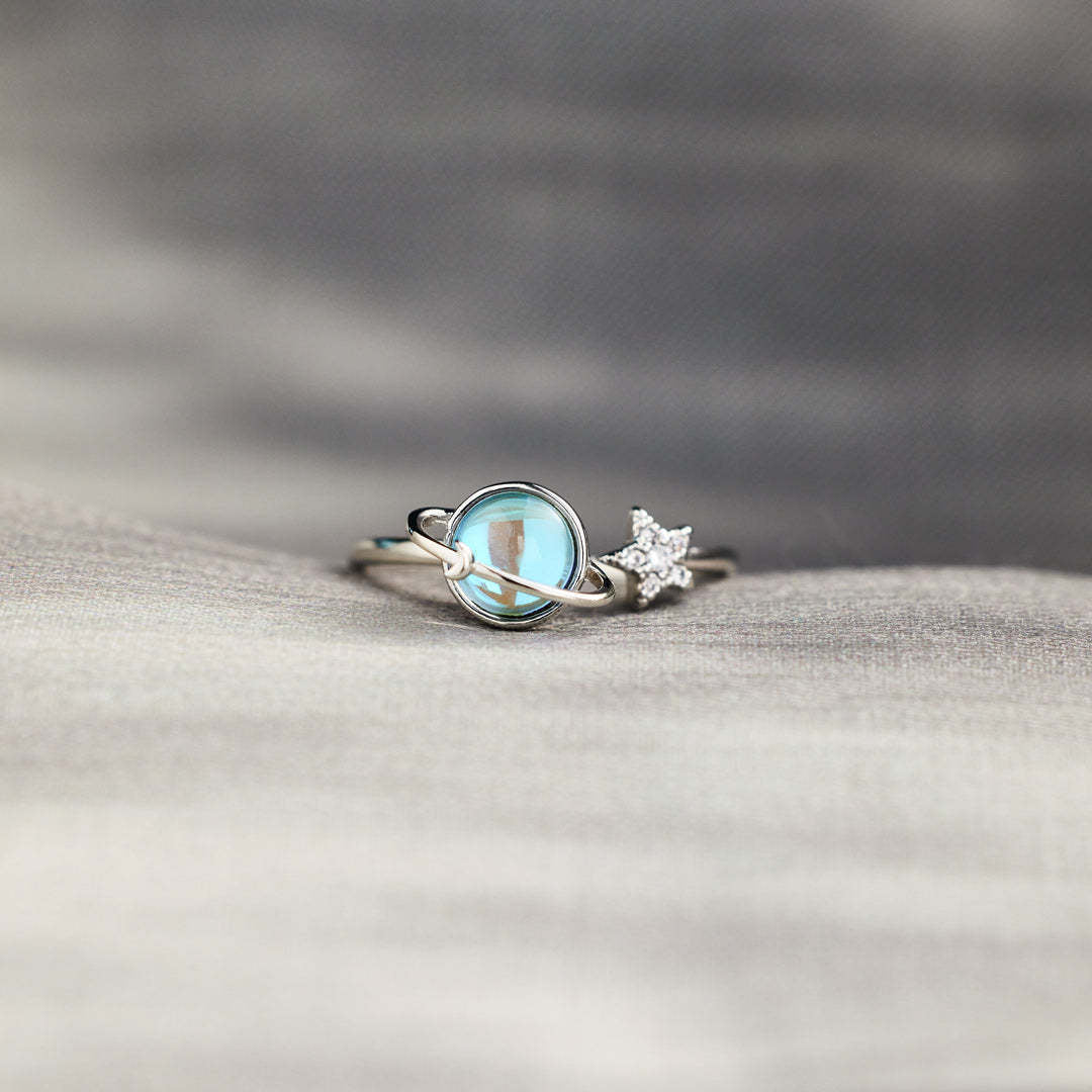 Happy Planet Moonstone Spinning Female High Sense Fashion Personality Index Rings