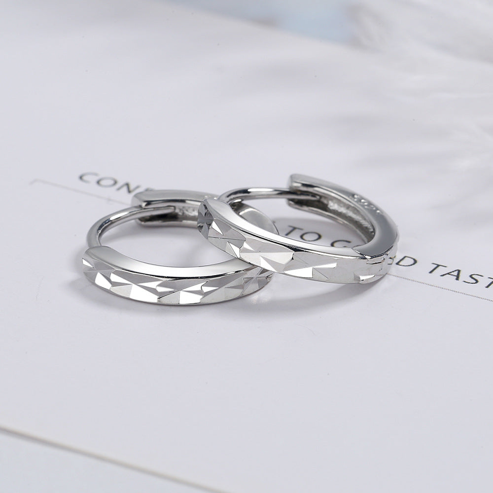 Women's Carven Design Clip Style Simple Glossy Round Short Circle Rings