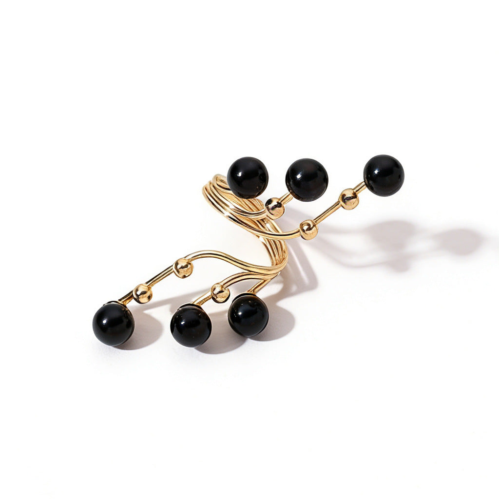 Pearl Geometric Exaggerated Personalized Creative Golden Index Ring