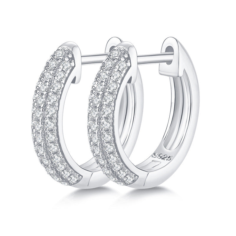 Ear Clip High Quality Zircon Full Diamond Circle Design Earrings