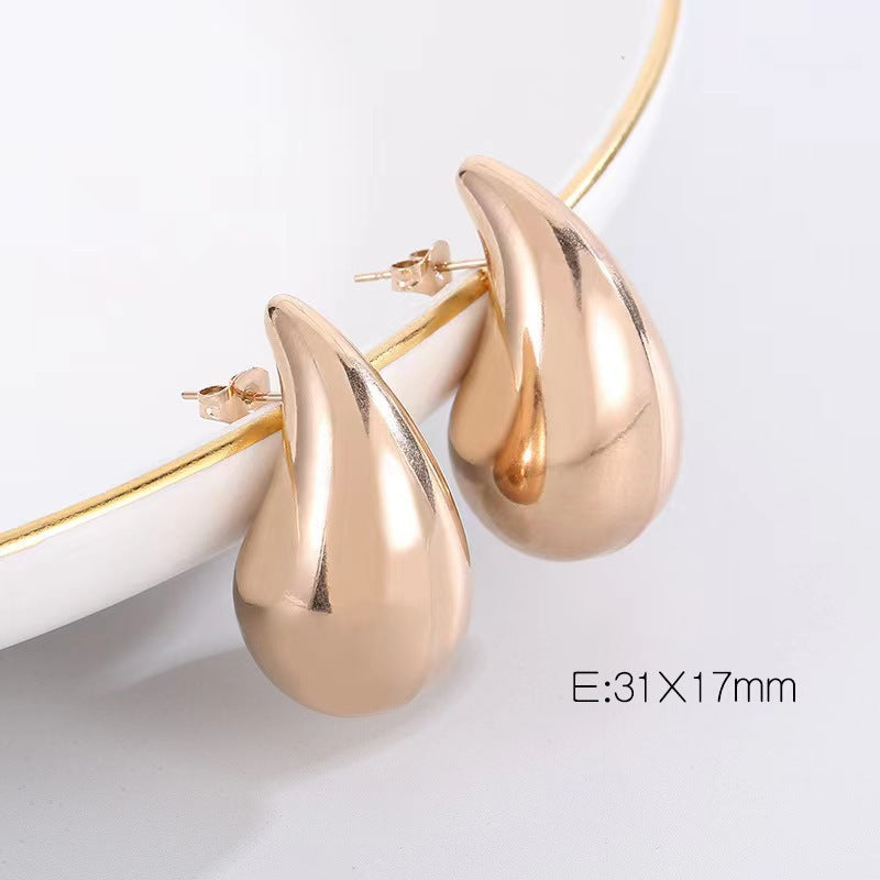 Women's Exquisite Water Drop Ear Metal Texture Cold Style Rings