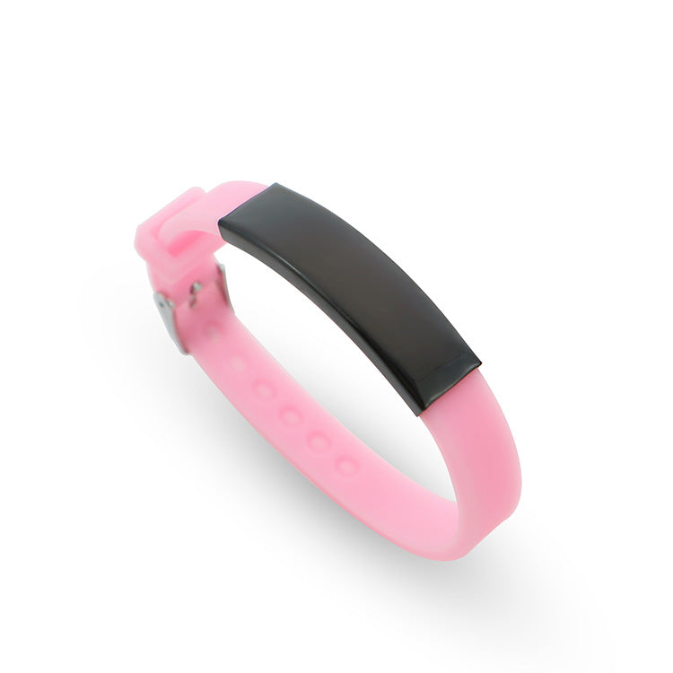 Soft Silicone Wristband Fashion Simple Couple Can Carve Writing Stainless Bracelet