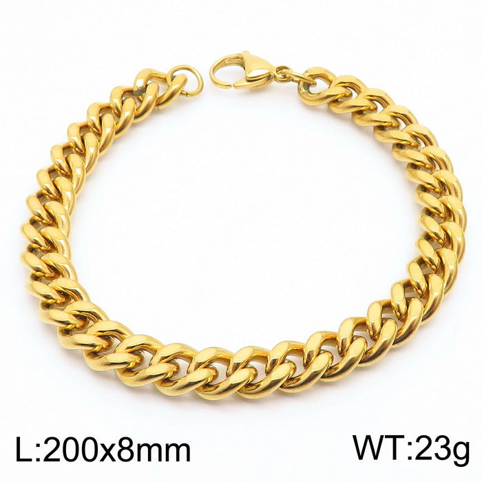 Men's Fashion Side Flat Chain Stainless Steel Bracelets