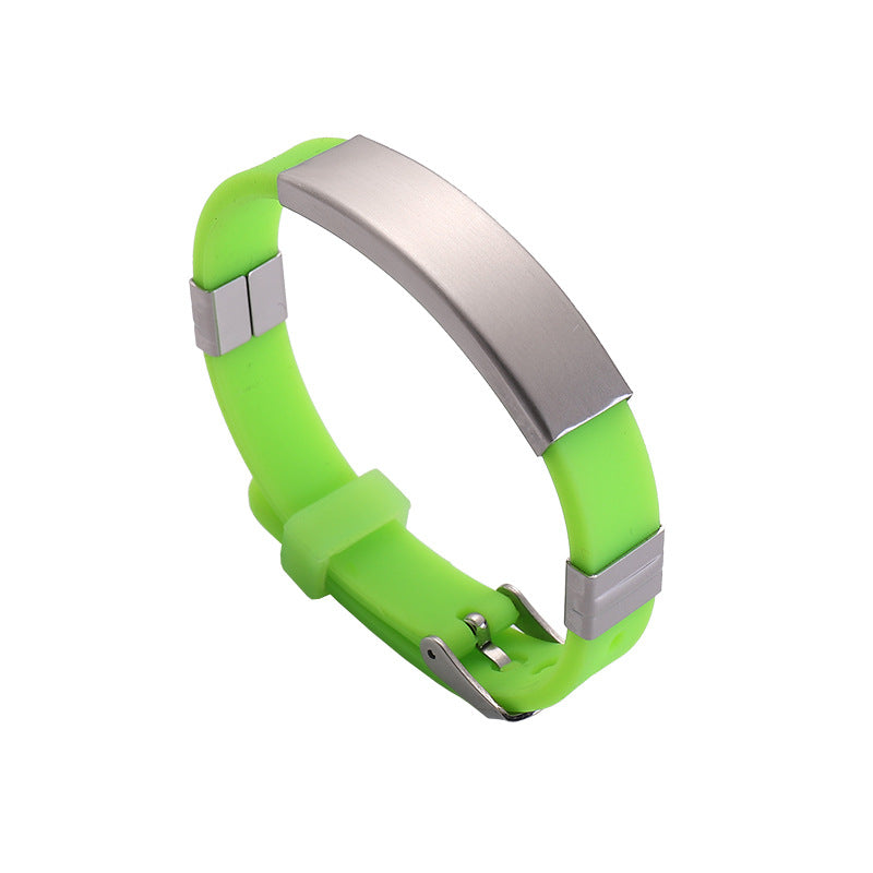 Simple Silicone Stainless Steel Glossy Can Bracelets