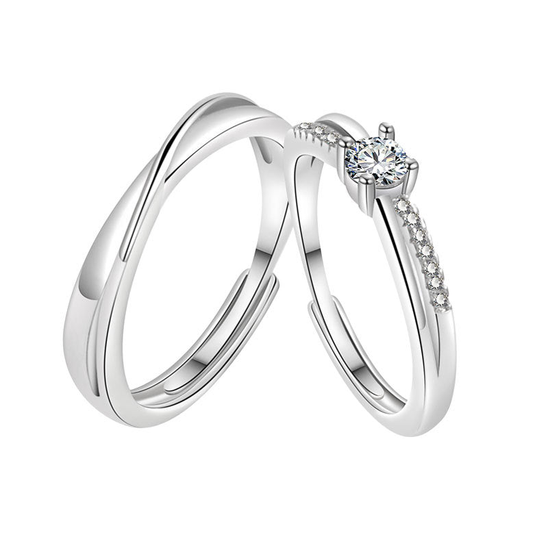 Women's & Men's Mobius Couple One Pair Open Fashion Zircon Rings
