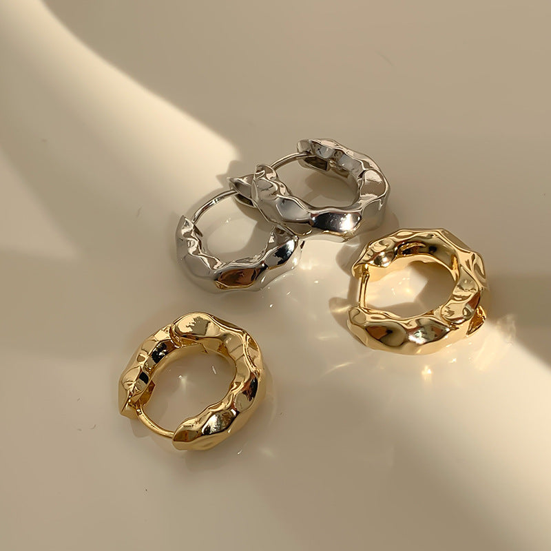 Design Metal Texture Small Clip Simple Trend Earrings