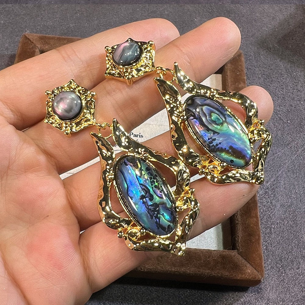 Women's Abalone Shell Series Gold Plated Environmental Protection Fashion French High-grade Earrings