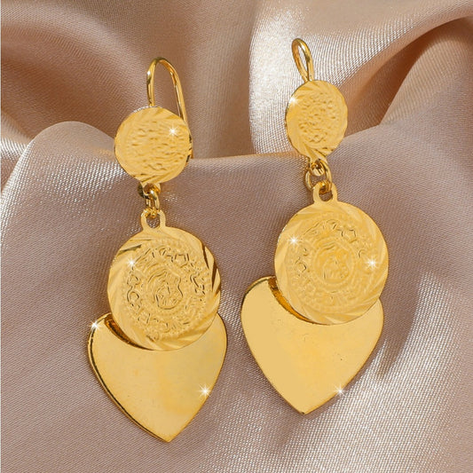 Alluvial Gold Bohemian Style Hollow Antique Earrings