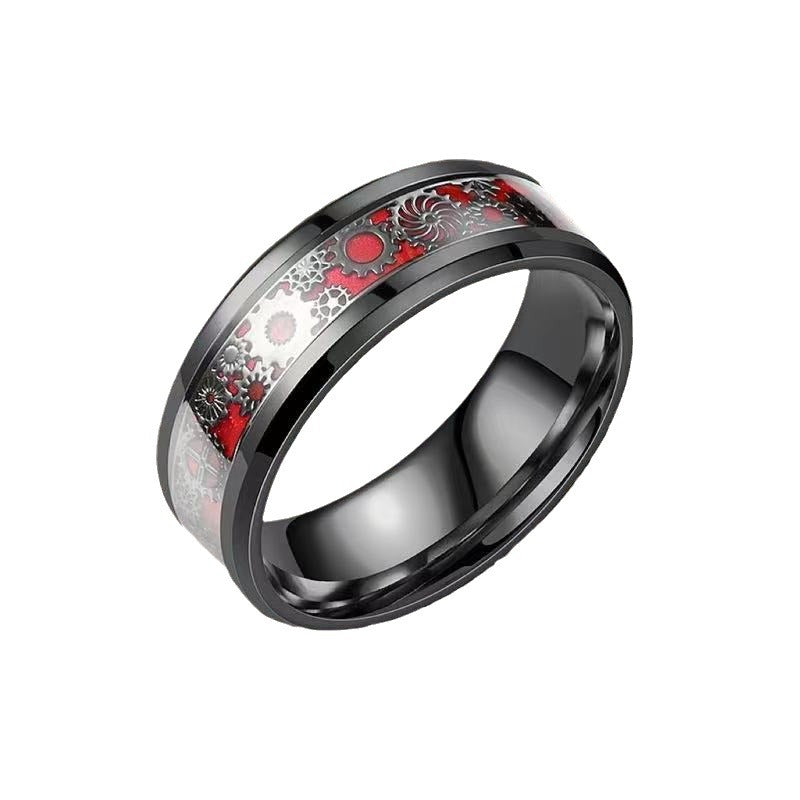 Men's Titanium Steel Fashion Personalized Gear Jewelry Rings