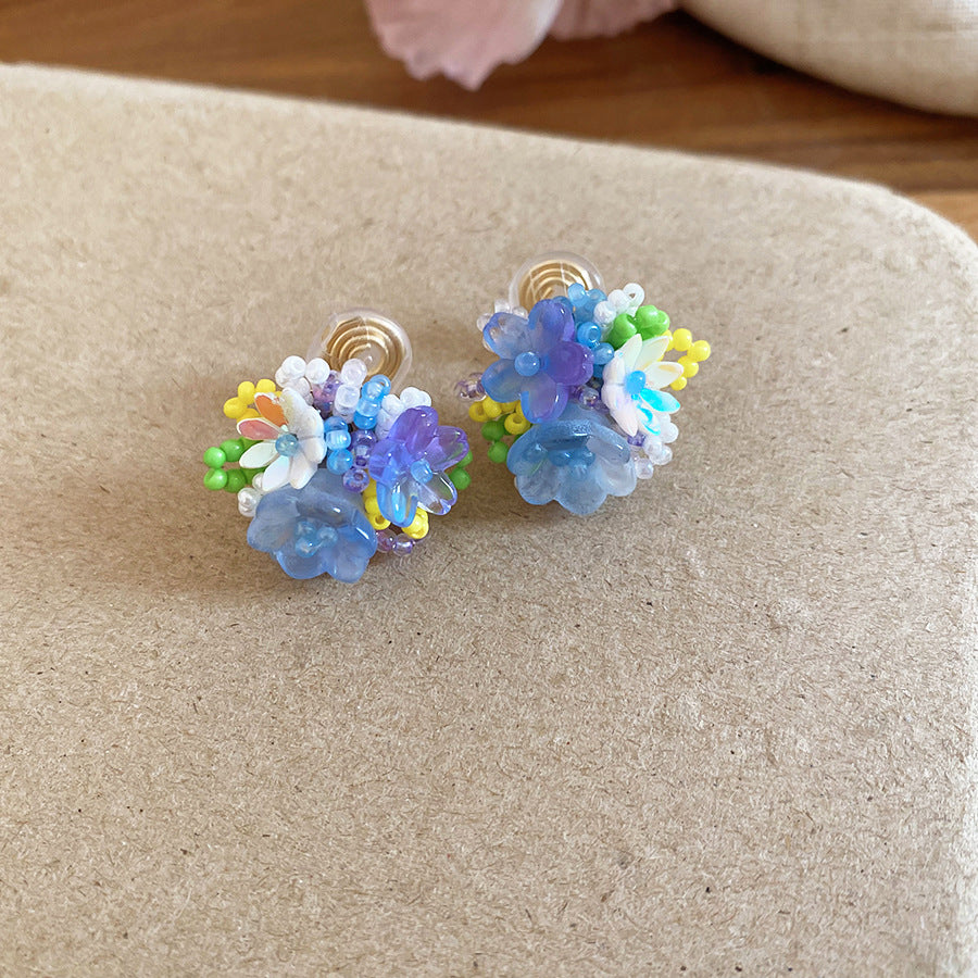 Dopamine Sweet Niche Flower Pearl Fashion Exquisite Stud Earrings