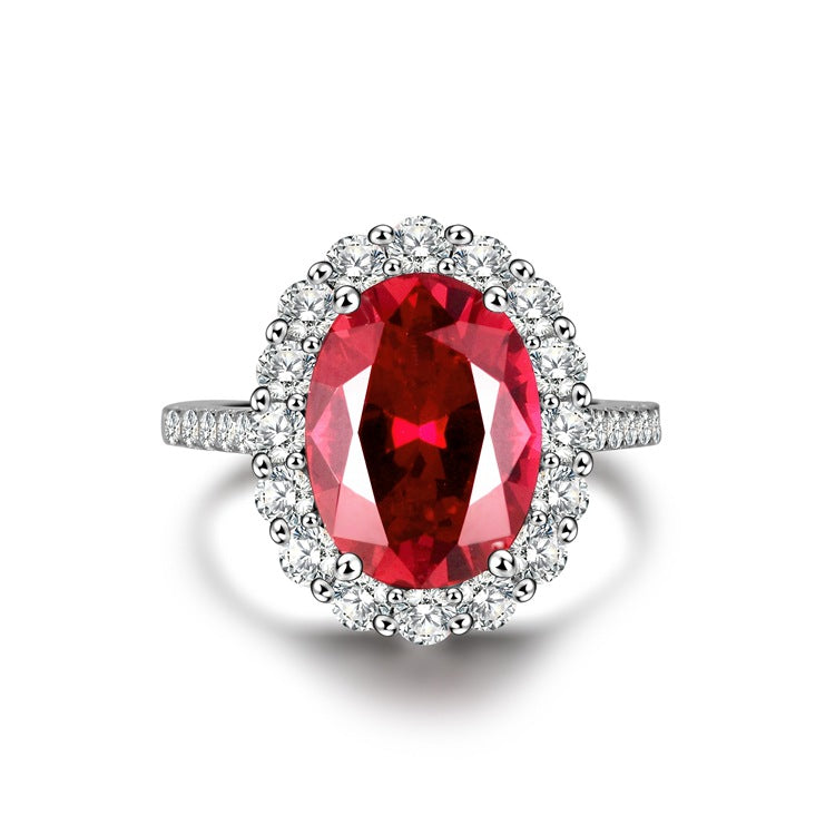 Sterling Sier Diamond Inlaid Zircon Colored Rings