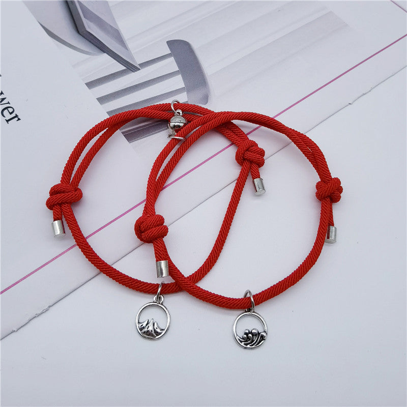 Women's & Men's Couple Magnet Attract True Pair And Woven Bracelets