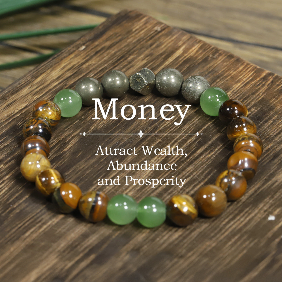 Tigereye Natural Stone Beaded Crystal Unisex Bracelet