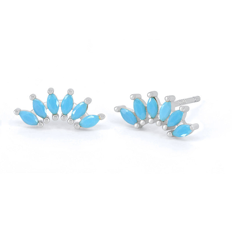 Needle Light Luxury Color Six Stone Retro Minority Design Refined Stud Earrings