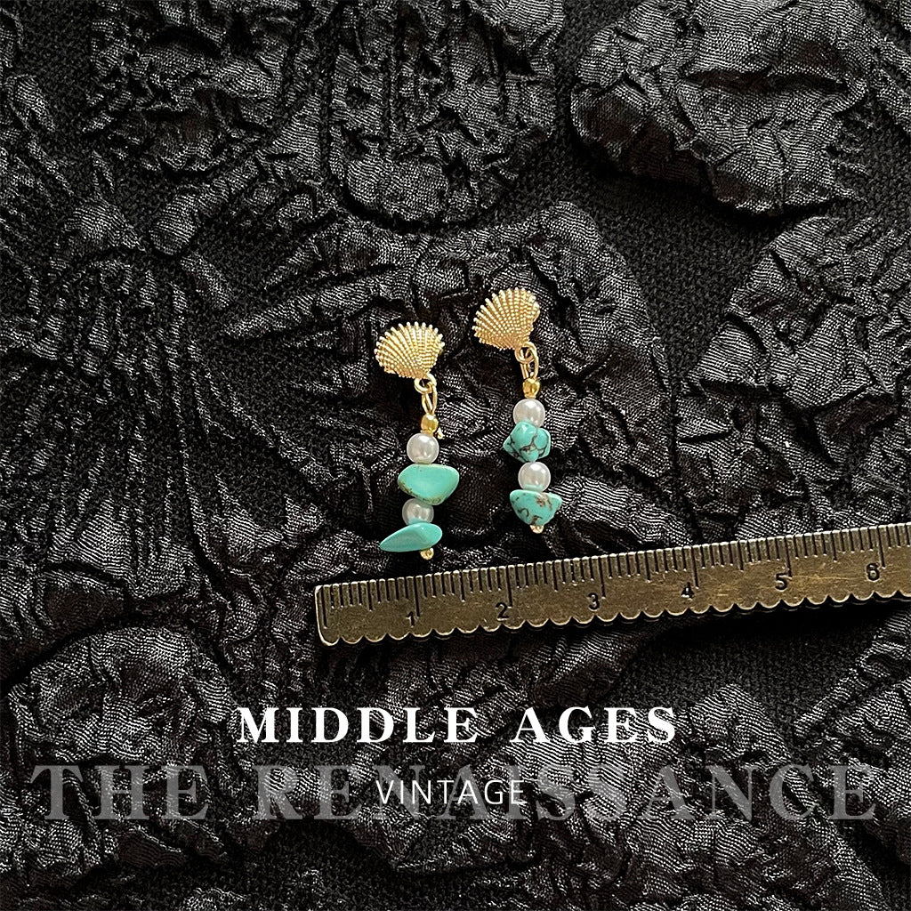 Turquoise Ancient Gold Collection Retro High-grade Earrings