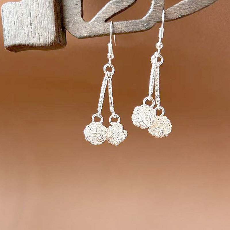 Sier Ethnic Style Peacock Retro Ear Hook Vintage Scenic Spot Earrings