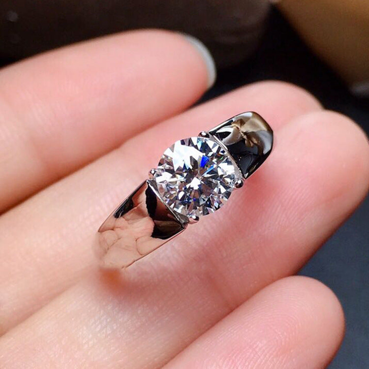 Men's Broadcast Elegant Imitation Moissanite Fashion Open Mouth Ring