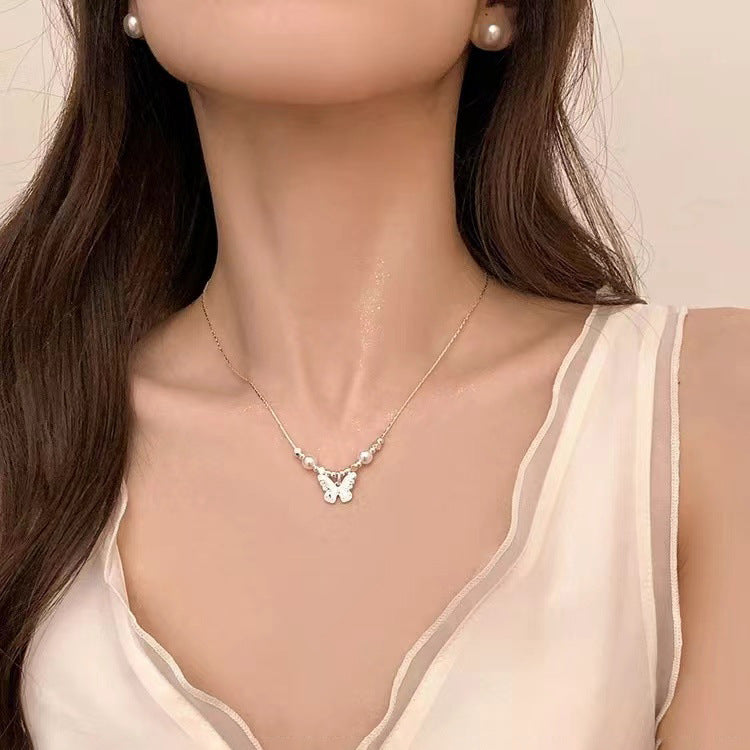 Women's Minority Graceful Butterfly For Fashion Style Retro High Sense Short Necklace