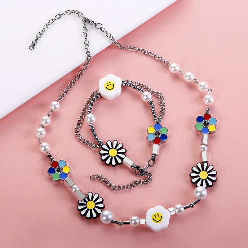 Women's & Men's Daisy Smiley Face Sunflower Pearl National Necklaces