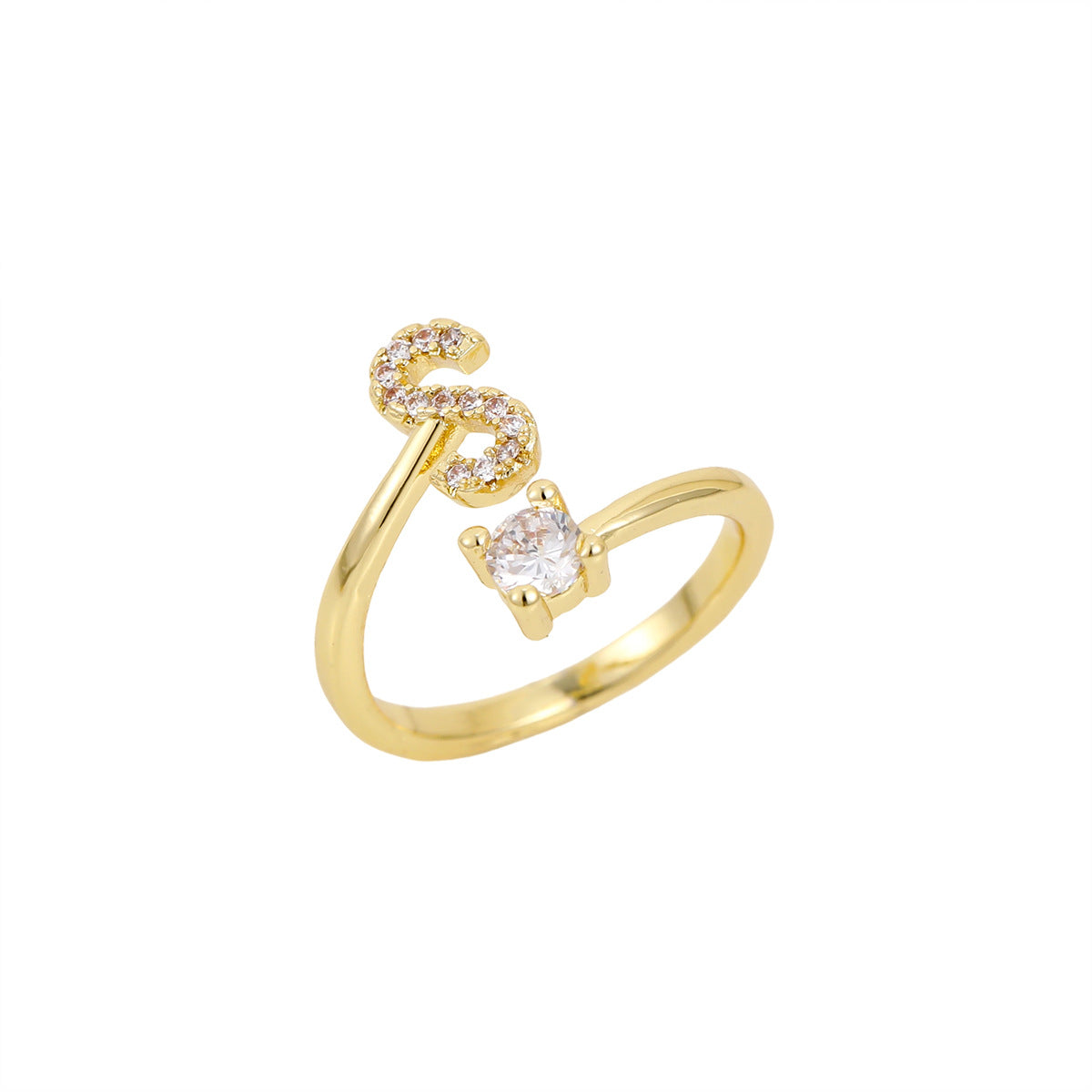 Gold Letter Open Male Female Personality Rings