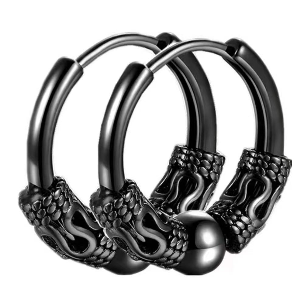 Men's Hip Hop Rock Cross Screw Vintage Dragon Earrings