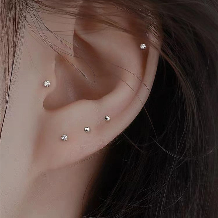 Sier Mini Delicate Light Luxury Minority Design Sense Daily Stud Earrings