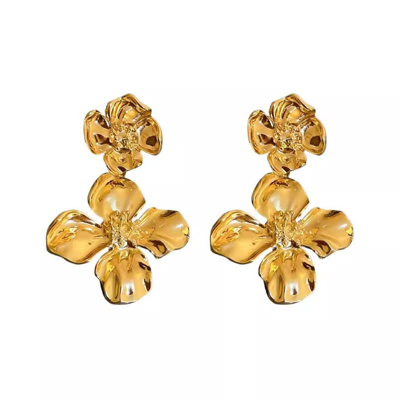 Women's Sier Needle Metal Hollow Flower For Trendy Graceful Rings
