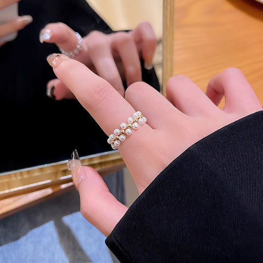 String Pearl Female Style Minority Fashion Ring