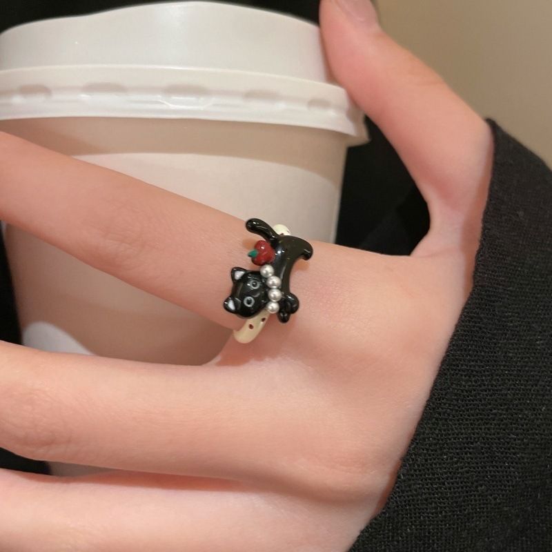 Pet Cat Open Female Fun Cartoon Animal Index Finger Unique Ring