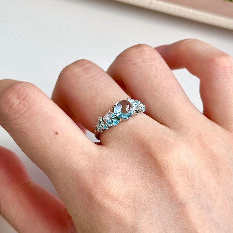 Female Glass Texture Palace Style Fresh Rings