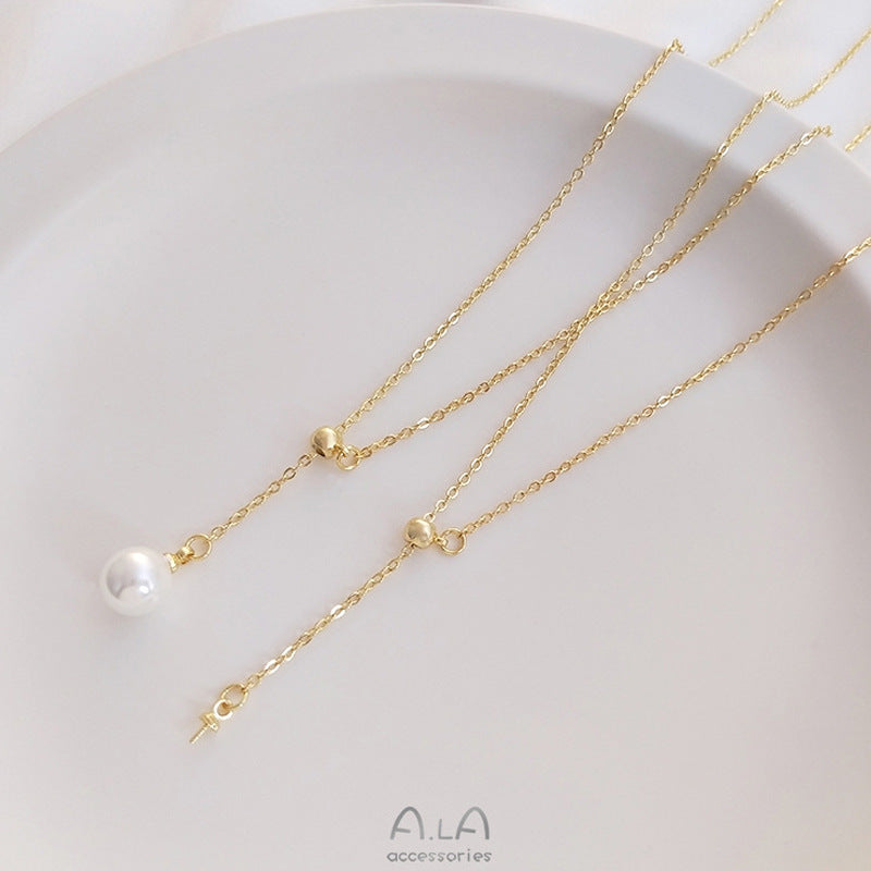 Protection With Plastic Beads Adjustable Y-shaped Pearl Empty Holder Clavicle Necklaces