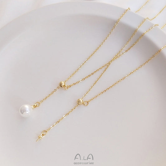 Protection With Plastic Beads Adjustable Y-shaped Pearl Empty Holder Clavicle Necklaces