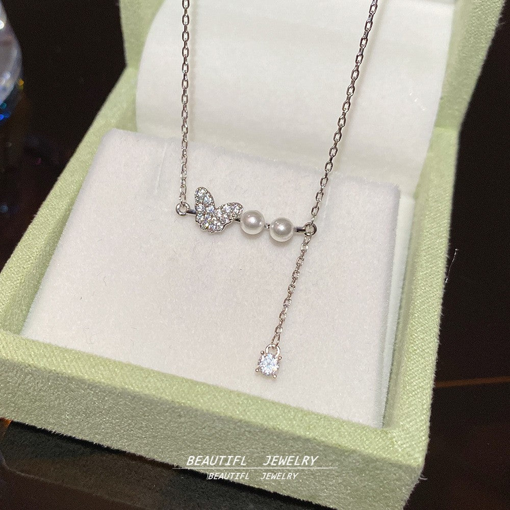 Women's Minority Simple Fashionable Elegant Zircon Clavicle Chain Titanium Steel Accessory Necklace