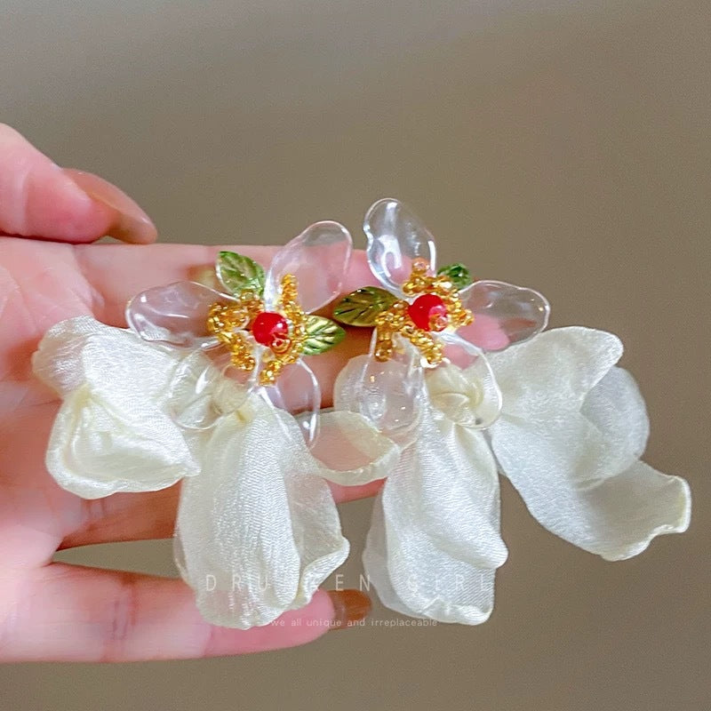 Women's Summer Cold Blue Flower For Seaside Vacation Style Niche Stud Earrings