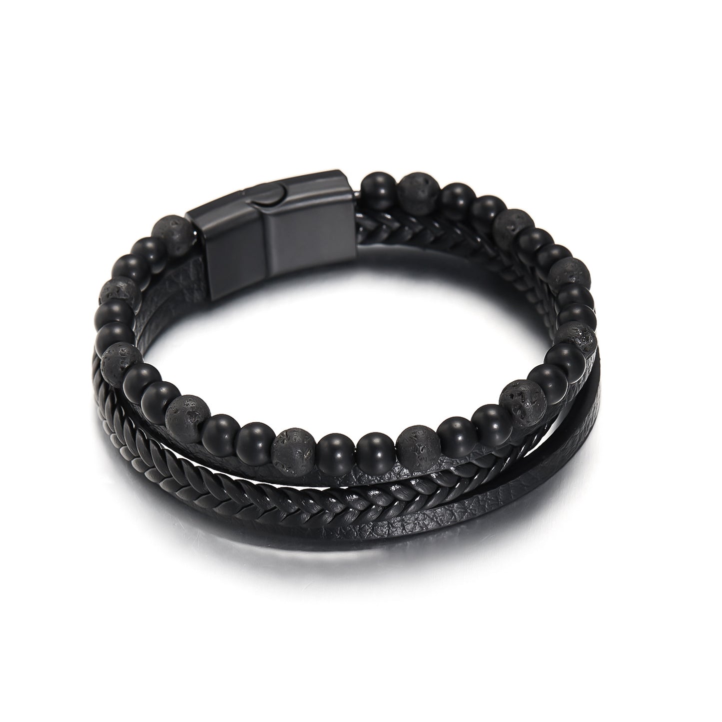 Men's Natural Tigereye Beaded Hand-woven Leather Bracelets