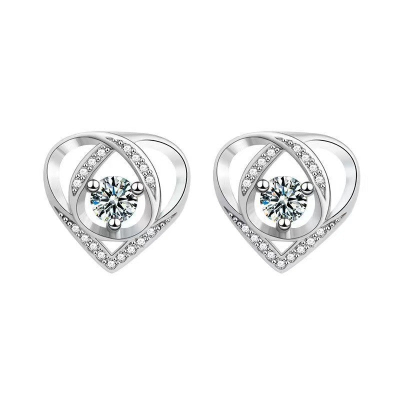 Zircon Sier Needle Love Moissanite Simulation Geometric Earrings