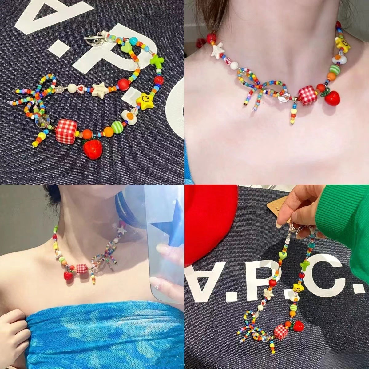 Apple Paradise Colorful Beaded Summer Bohemian Clavicle Chain Necklaces