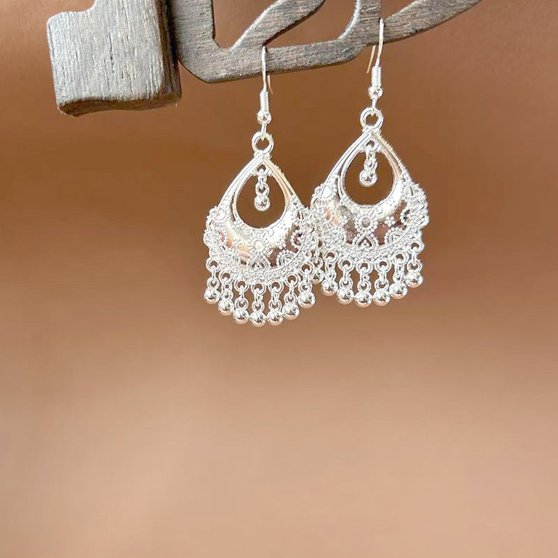 Sier Ethnic Style Peacock Retro Ear Hook Vintage Scenic Spot Earrings