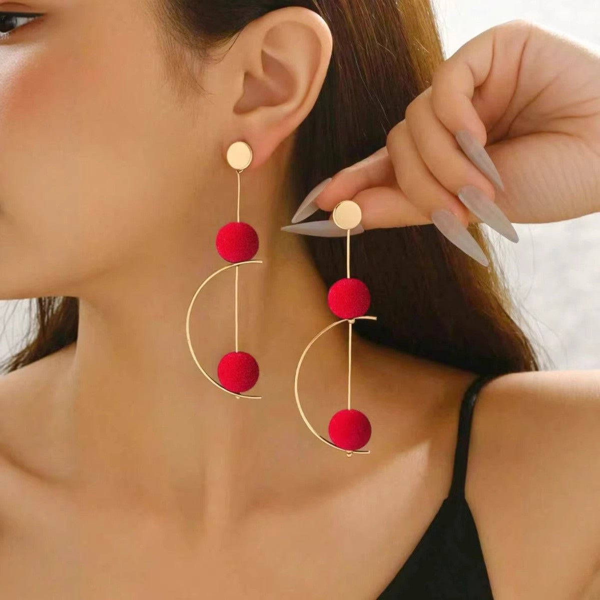 Minimalist Round Long Tassel Niche High-grade Exquisite Earrings