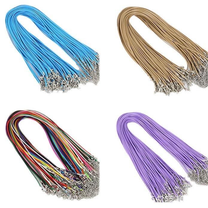 Wax Line Rope Gold Leather Lanyard Necklace
